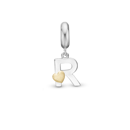 Letter R - Drop Earring Charm 4 mm for Bracelet - Polished Bicolor