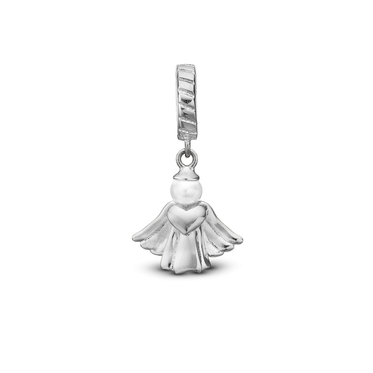 Heavenly Angel - Drop Earring Charm 4 mm for Bracelet - Polished Sterling Silver with 1 Ferskvandsperle