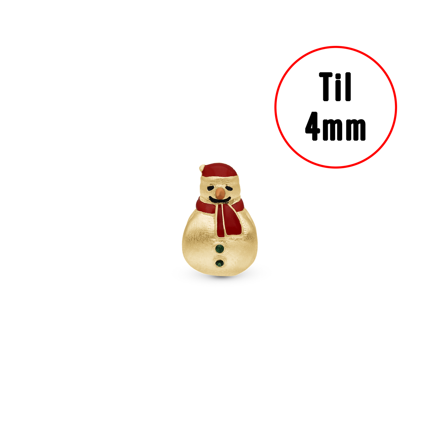 Christmas Charm Snemand - Charm 4 mm with Bracelet - Gold-Plated Sterling Silver