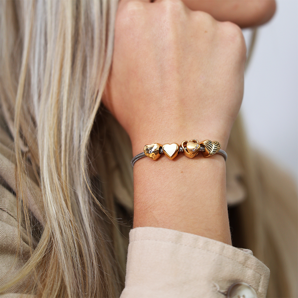 2-Hearts Charms with sølvBracelet - CHRISTINA