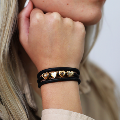 2-Hearts Charms with sølvBracelet - CHRISTINA