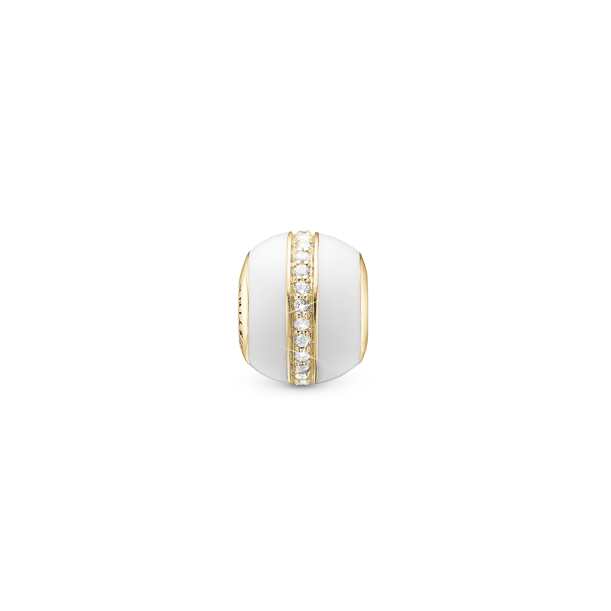 White Magic - Charm 4 mm for Bracelet - Polished Gold Plated Sterling Silver with 26