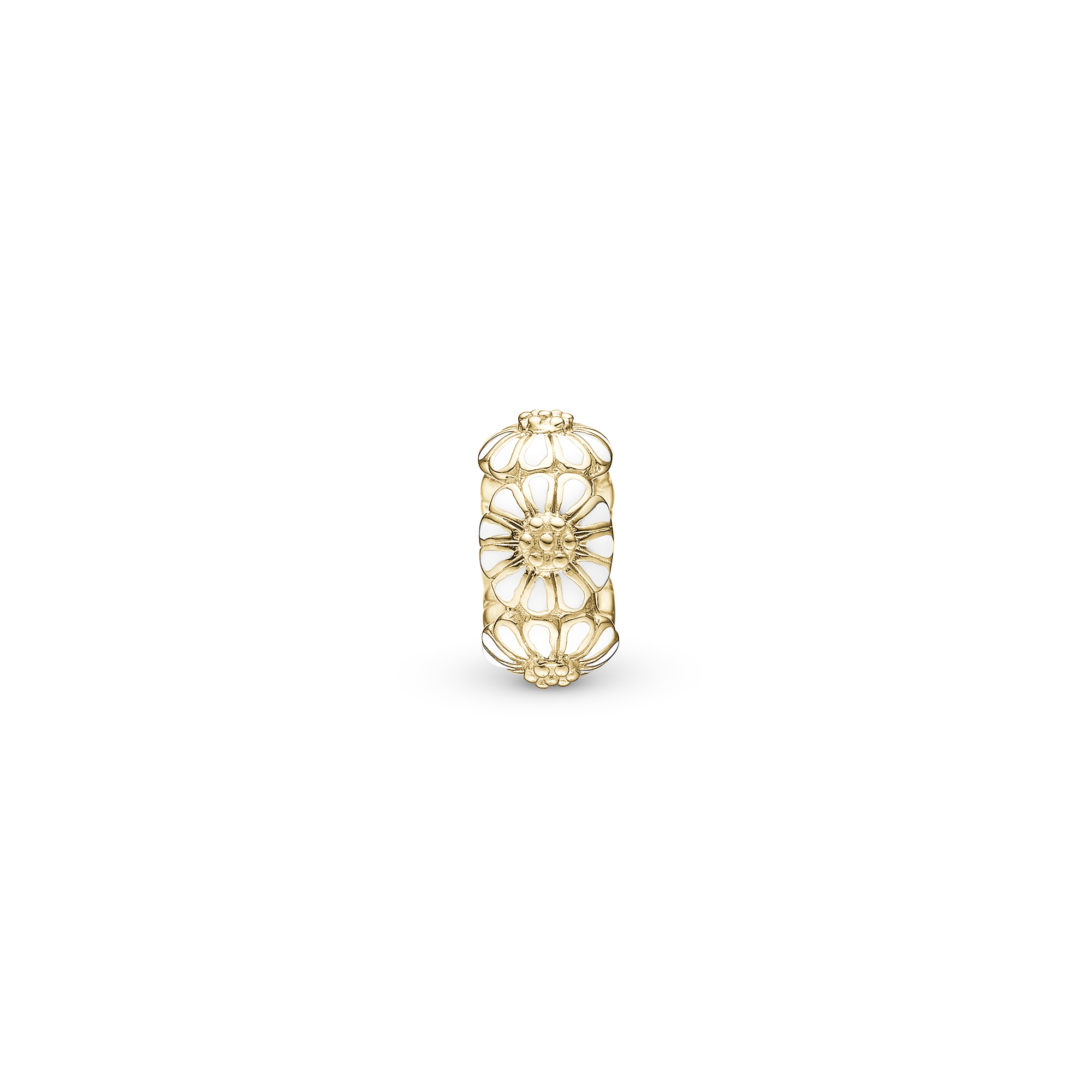 White Marguerite Stopper Charms with sølvBracelet - CHRISTINA