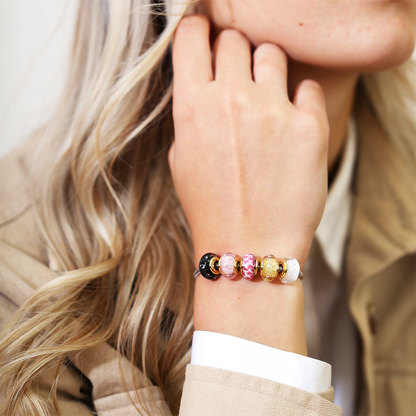 Bubbly Pink Globe Charms with sølvBracelet - CHRISTINA