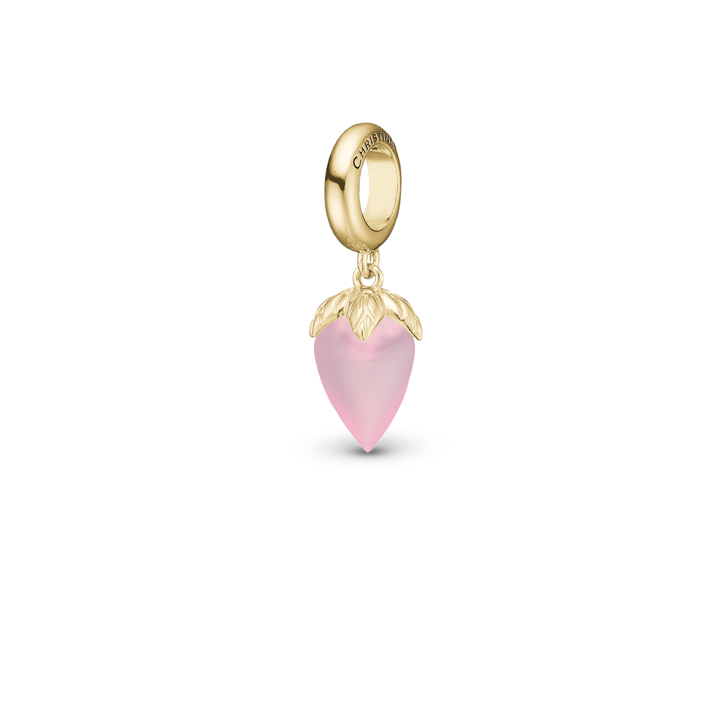 Pink Chalcedony charms forgyldt Charms with sølvBracelet - CHRISTINA