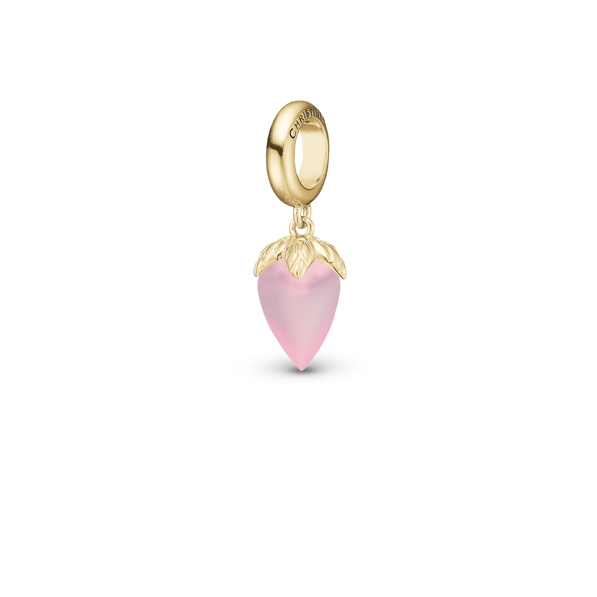 Pink Chalcedony charms forgyldt Charms with sølvBracelet - CHRISTINA