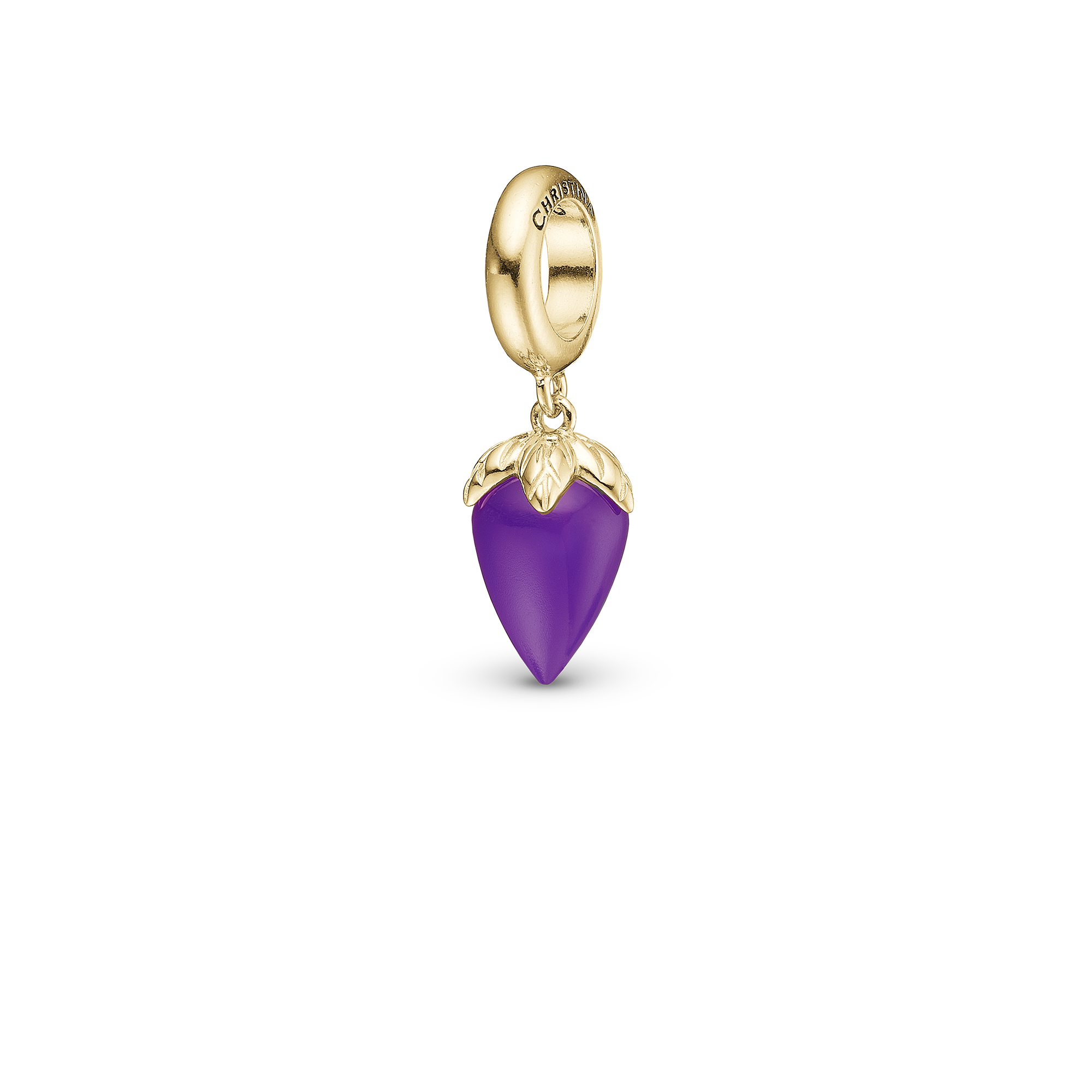 Purple Chalcedony charm forgyldt Charms with sølvBracelet - CHRISTINA