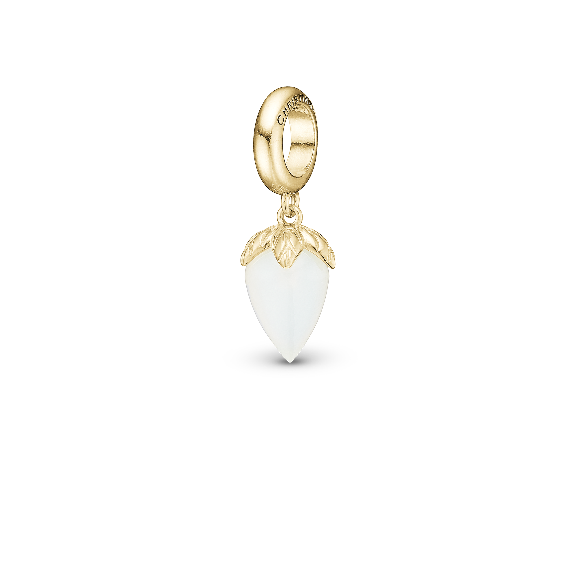 White Chalcedony charm forgyldt Charms with sølvBracelet - CHRISTINA