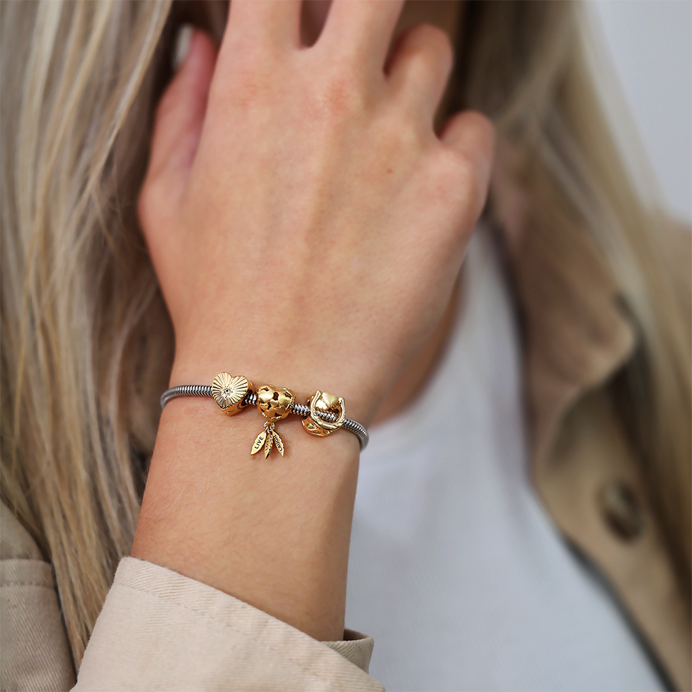 Live Love Laugh charm forgyldt Charms with sølvBracelet - CHRISTINA