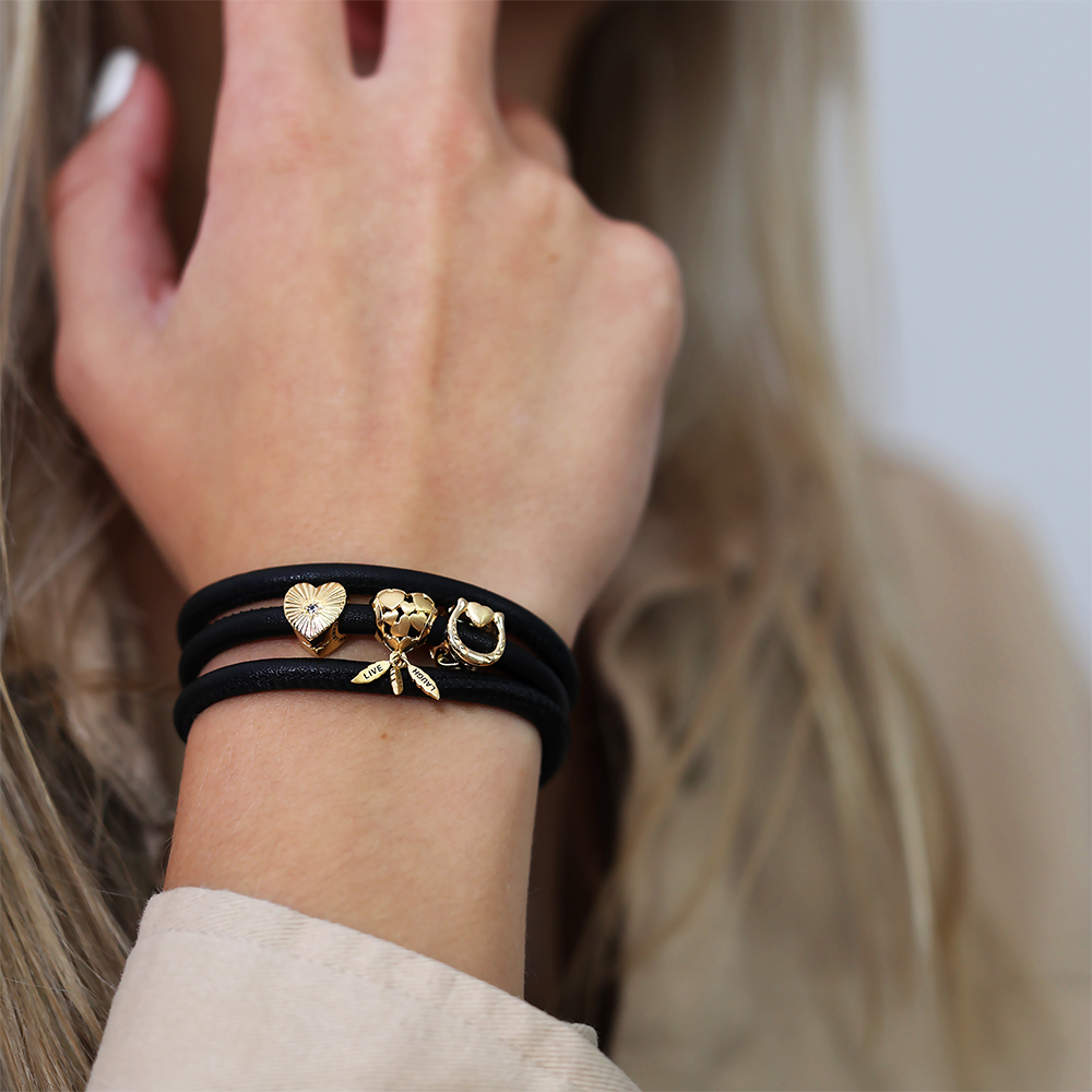 Live Love Laugh charm forgyldt Charms with sølvBracelet - CHRISTINA