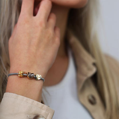 Hearts & Love Charms with sølvBracelet - CHRISTINA