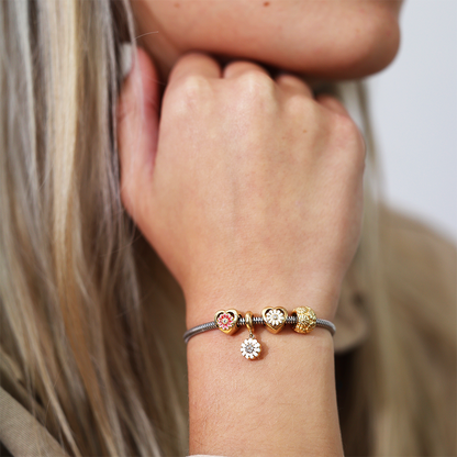 Pink Marguerite Charms with sølvBracelet - CHRISTINA