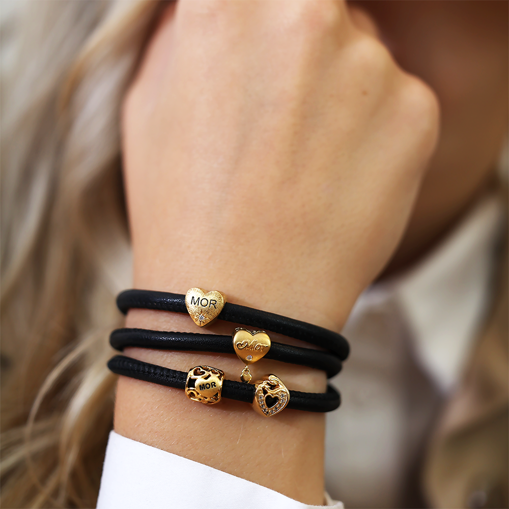 Mother & Child Heart Charms with sølvBracelet - CHRISTINA