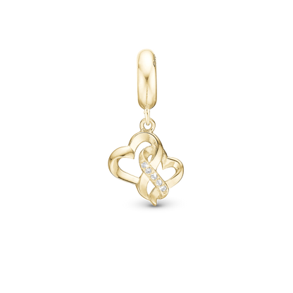 Mother Child True Love - Dangle Charm 4 mm with Bracelet - Polished Gold-Plated Sterling Silver with 6 Cubic Zirconia
