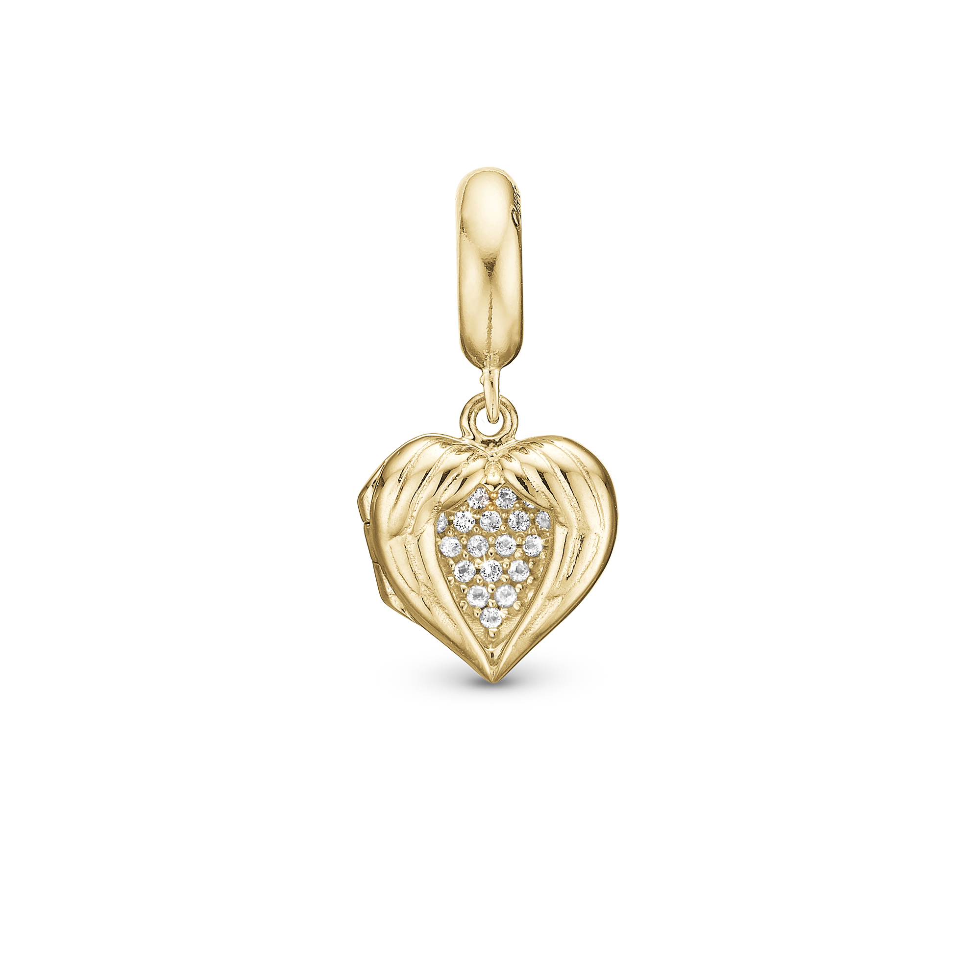 One in a Million - Dangle Charm 4 mm with Bracelet - Polished Gold-Plated Sterling Silver with 19 Cubic Zirconia