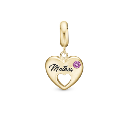 Mother - Dangle Charm 4 mm with Bracelet - Polished Gold-Plated Sterling Silver with 1 Turmalin