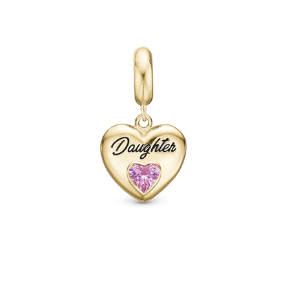 Daughter - Dangle Charm 4 mm with Bracelet - Polished Gold-Plated Sterling Silver with 3 Turmalin