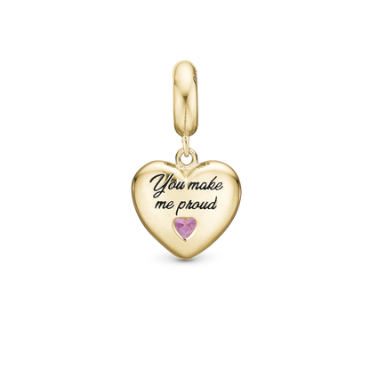 Daughter - Dangle Charm 4 mm with Bracelet - Polished Gold-Plated Sterling Silver with 3 Turmalin