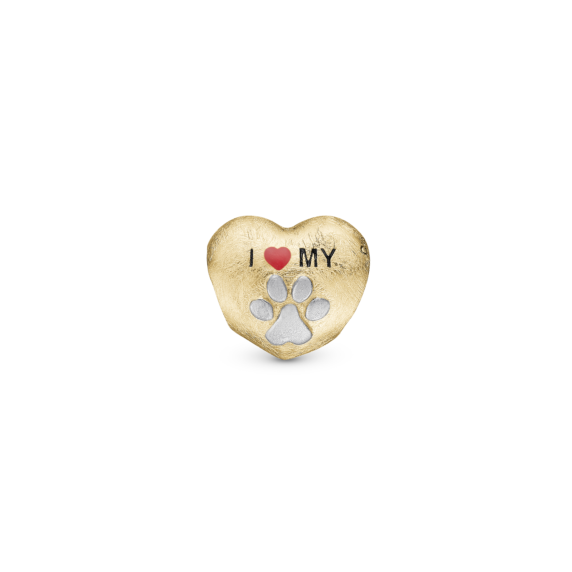 I Love my Pet - Charm 4 mm for Bracelet - Satin Gold Plated Sterling Silver