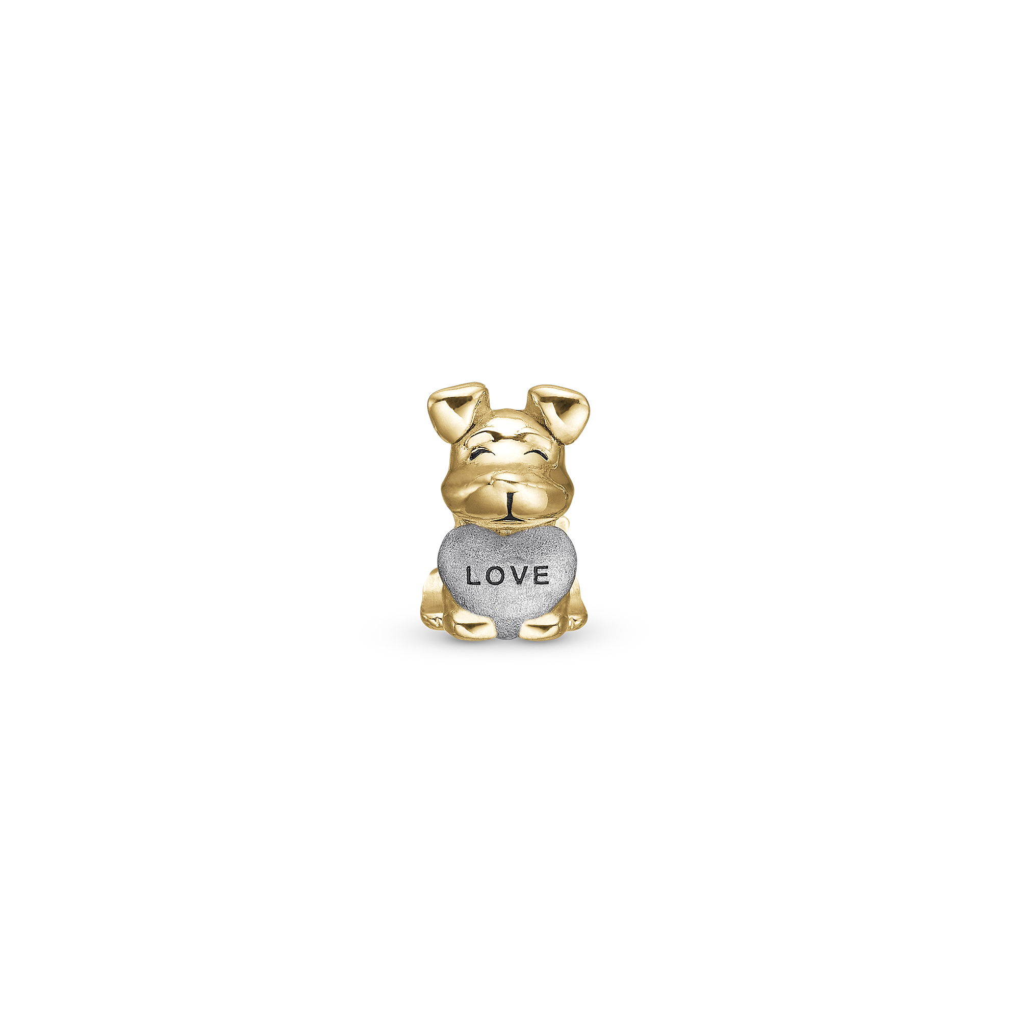 Puppy Love - Charm 4 mm for Bracelet - Polished Gold Plated Sterling Silver