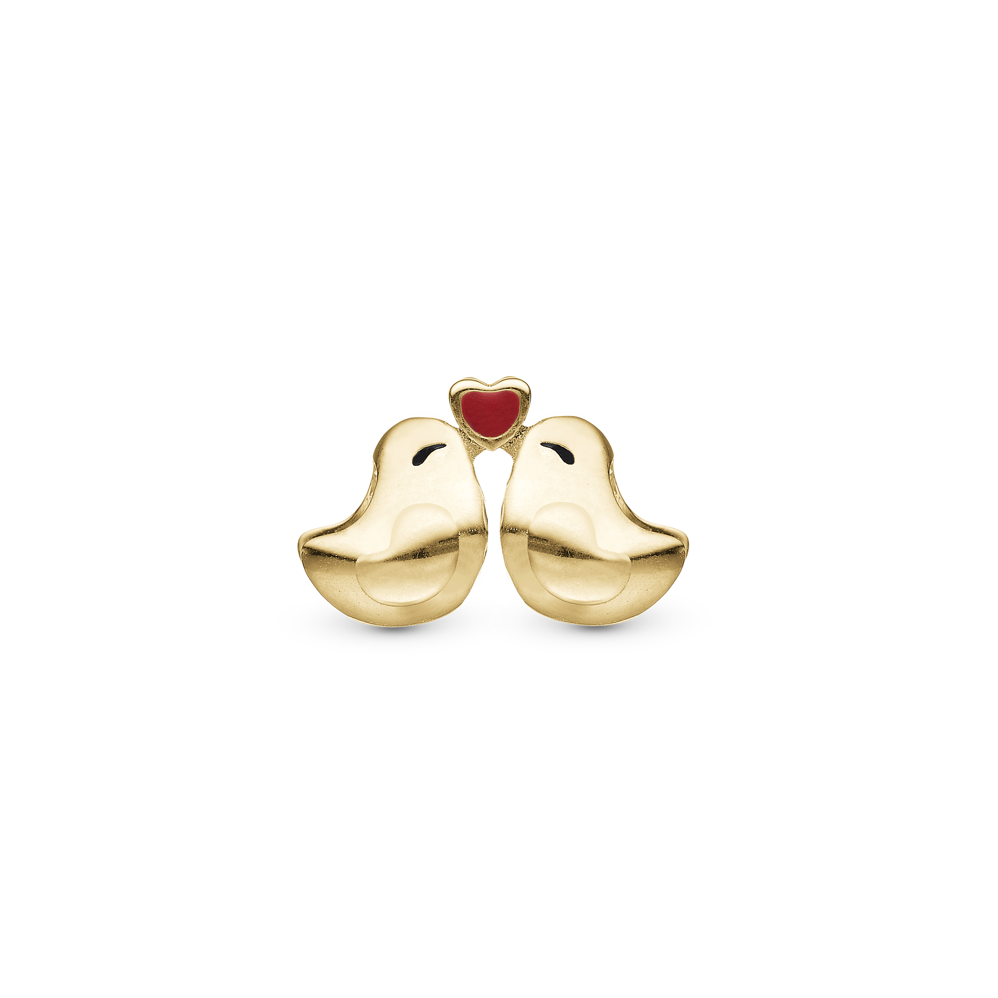 Love Birds - Charm 4 mm for Bracelet - Polished Gold Plated Sterling Silver