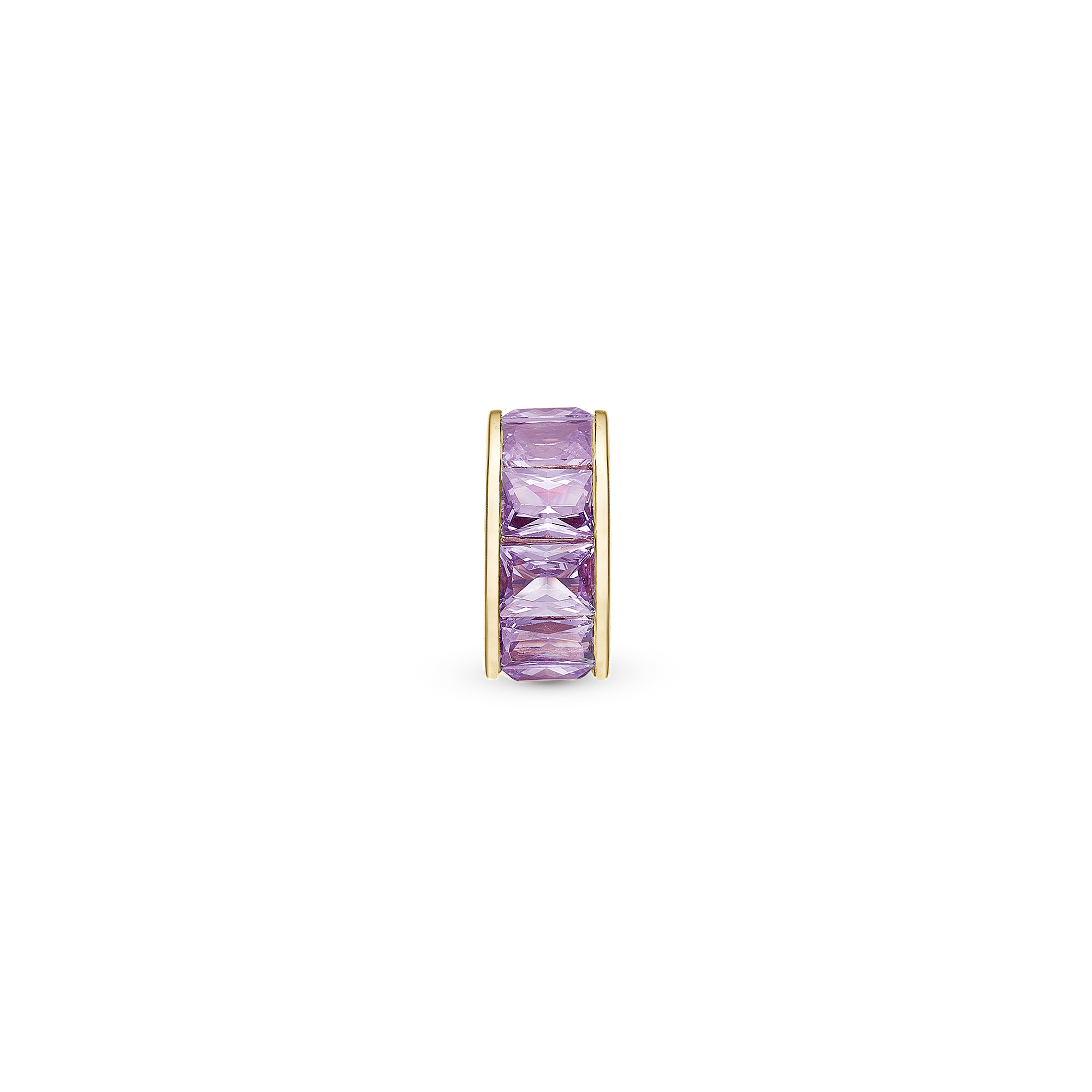 Lavender Baguette - Charm 4 mm with Bracelet - Polished Gold-Plated Sterling Silver with 10 Cubic Zirconia