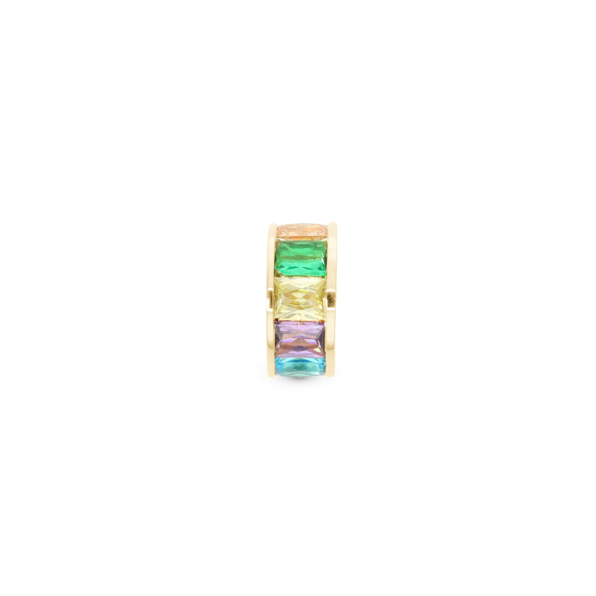 Multi color Baguette - Charm 4 mm with Bracelet - Polished Gold-Plated Sterling Silver with 10 Cubic Zirconia