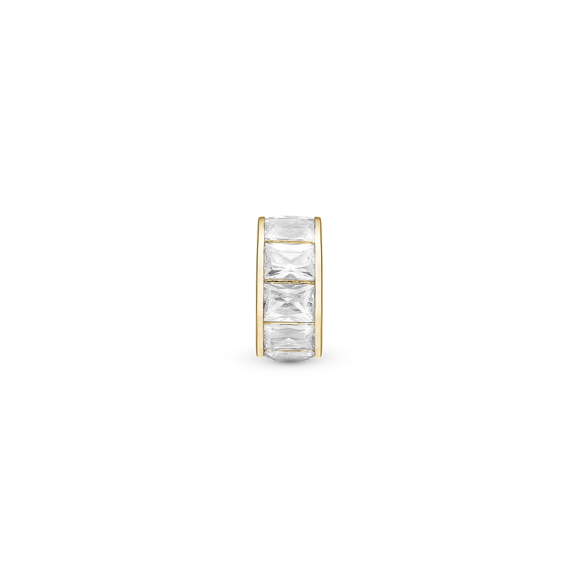 White Baguette - Charm 4 mm with Bracelet - Polished Gold-Plated Sterling Silver with 10 Cubic Zirconia
