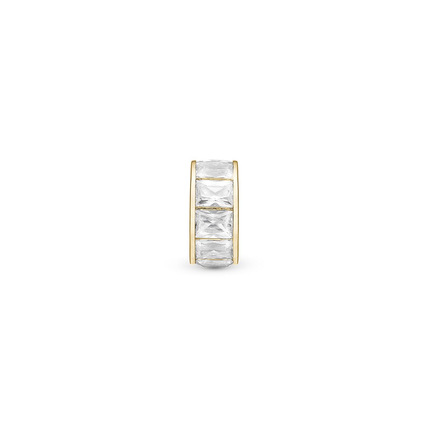 White Baguette - Charm 4 mm with Bracelet - Polished Gold-Plated Sterling Silver with 10 Cubic Zirconia