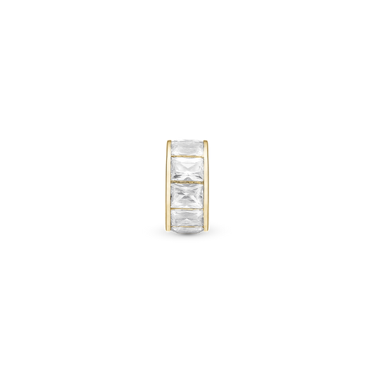 White Baguette - Charm 4 mm with Bracelet - Polished Gold-Plated Sterling Silver with 10 Cubic Zirconia