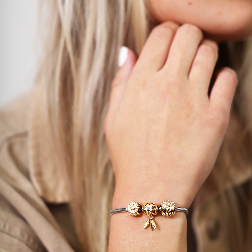 Marguerite Charms with sølvBracelet - CHRISTINA