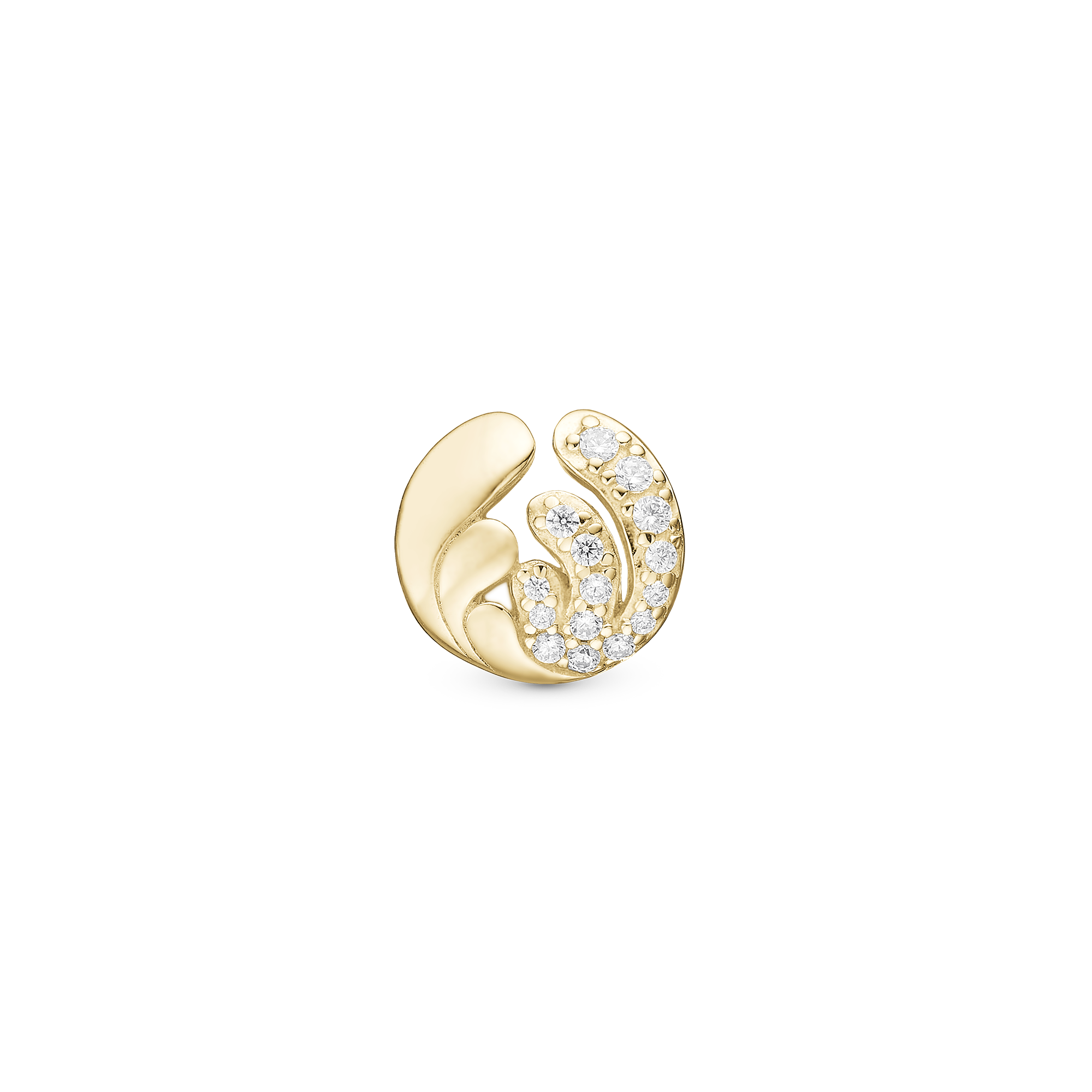 Ocean Splash – Charm 4 mm for Bracelet – Gold-Plated Sterling Silver with 15 Cubic Zirconia