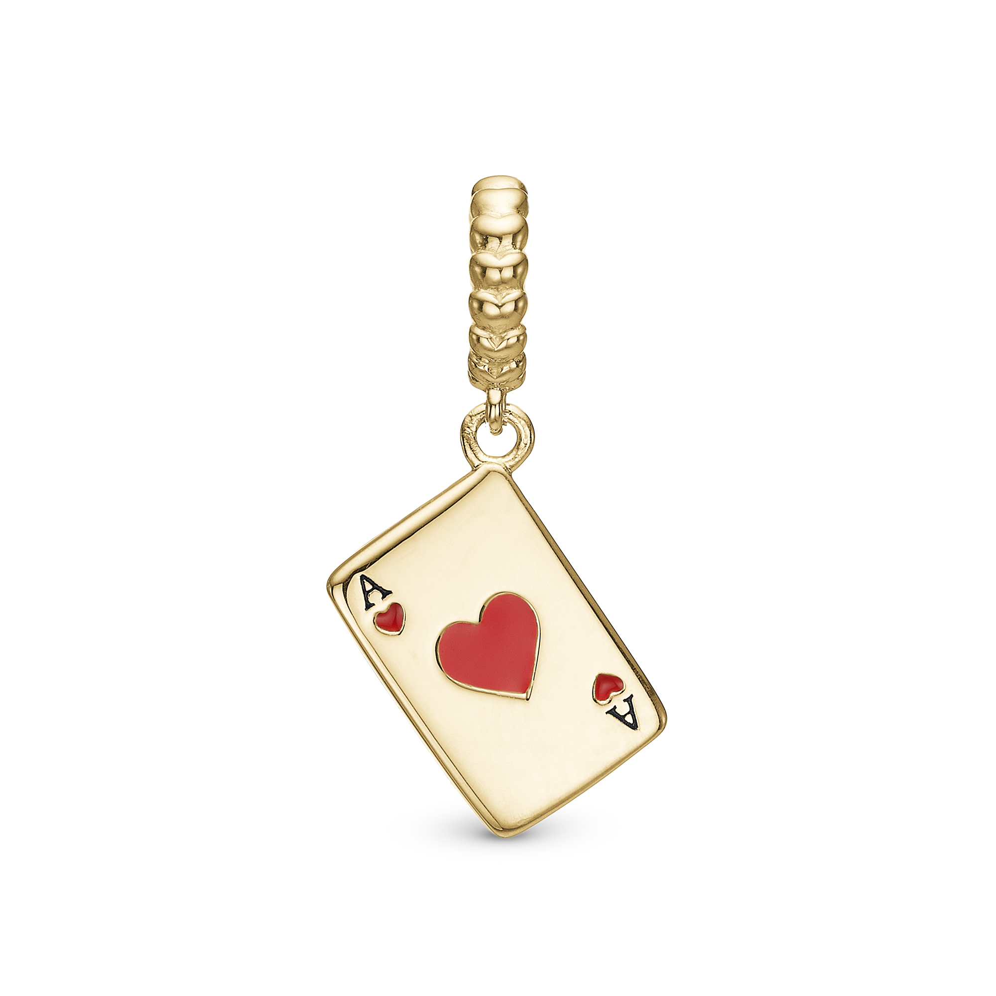 Ace of Hearts - Dangle Charm 4 mm with Bracelet - Gold-Plated Sterling Silver