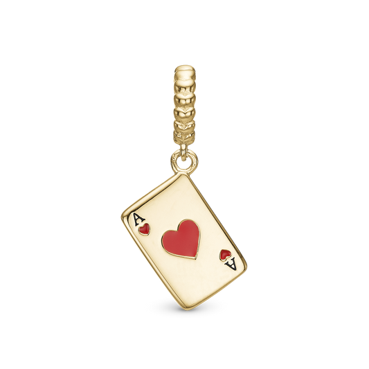 Ace of Hearts - Dangle Charm 4 mm with Bracelet - Gold-Plated Sterling Silver
