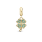 Lucky Clover - Drop Earring Charm 4 mm for Bracelet - Gold Plated Sterling Silver with 20 Cubic Zirkonia