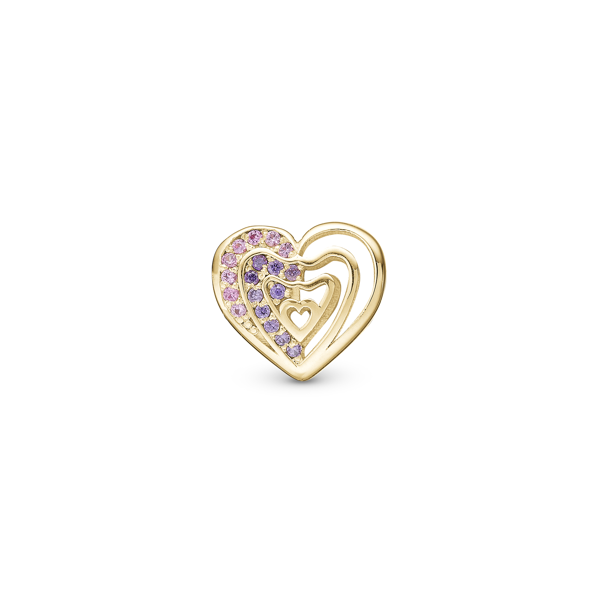 Rainbow Kiss - Charm 4 mm for Bracelet - Gold Plated Sterling Silver with 17 Cubic Zirkonia