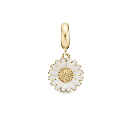 Charming Marguerite - Drop Earring Charm 4 mm for Bracelet - Gold Plated Sterling Silver