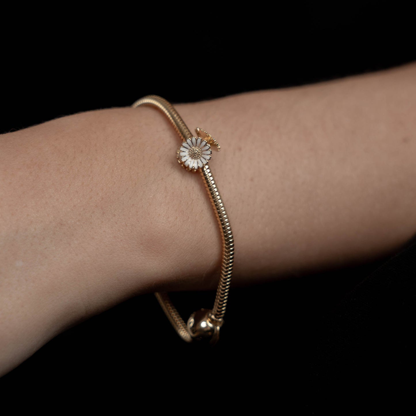 Marguerite Triangle - Charm 4 mm with Bracelet - Gold-Plated Sterling Silver