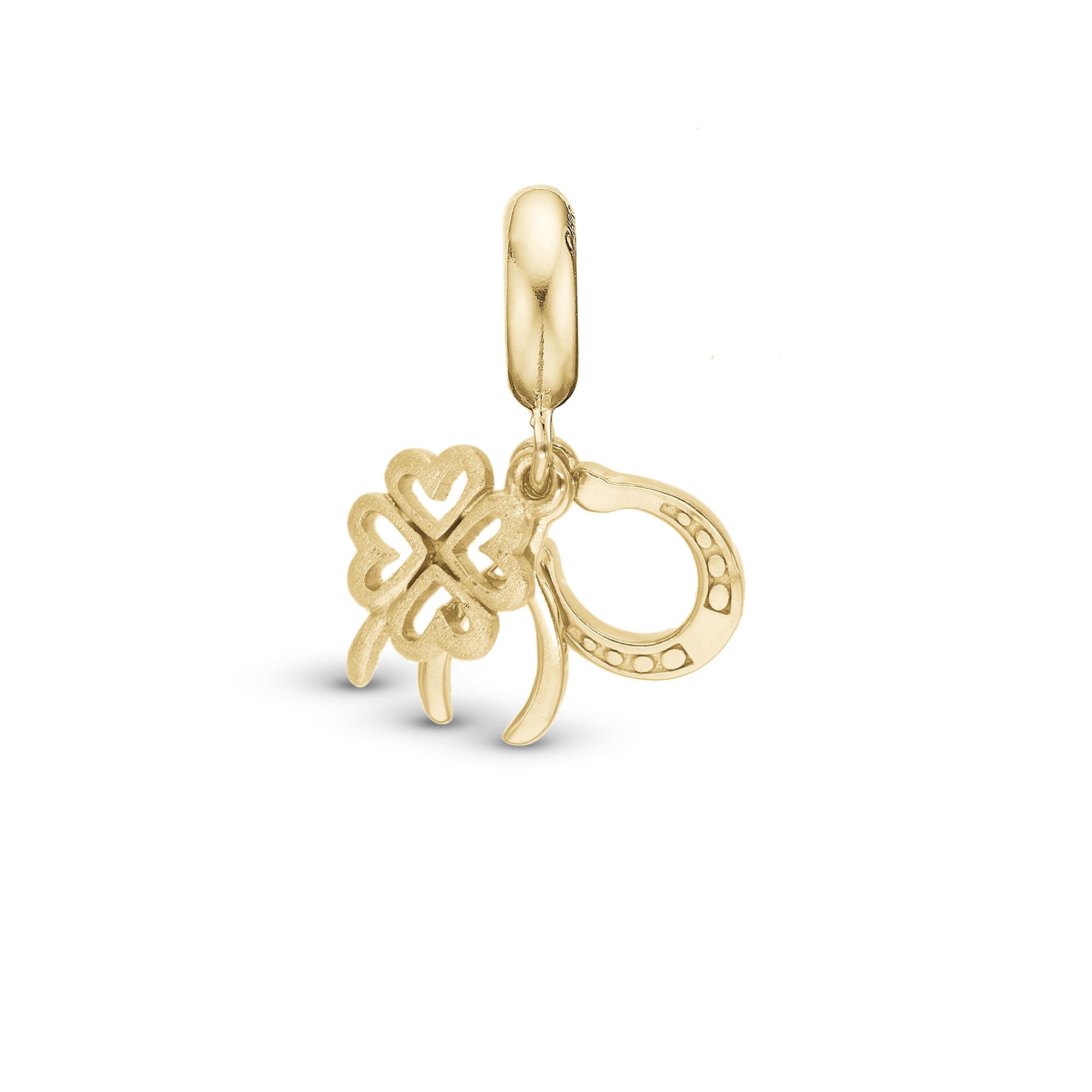 Lucky - Dangle Charm 4 mm with Bracelet - Polished/Matte Gold-Plated Sterling Silver
