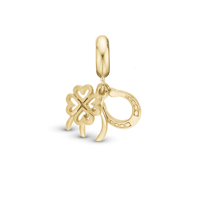Lucky - Dangle Charm 4 mm with Bracelet - Polished/Matte Gold-Plated Sterling Silver
