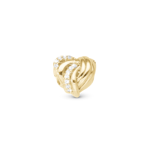 Spellbound - Charm 4 mm for Bracelet - Polished Gold Plated Sterling Silver with 12 Cubic Zirkonia