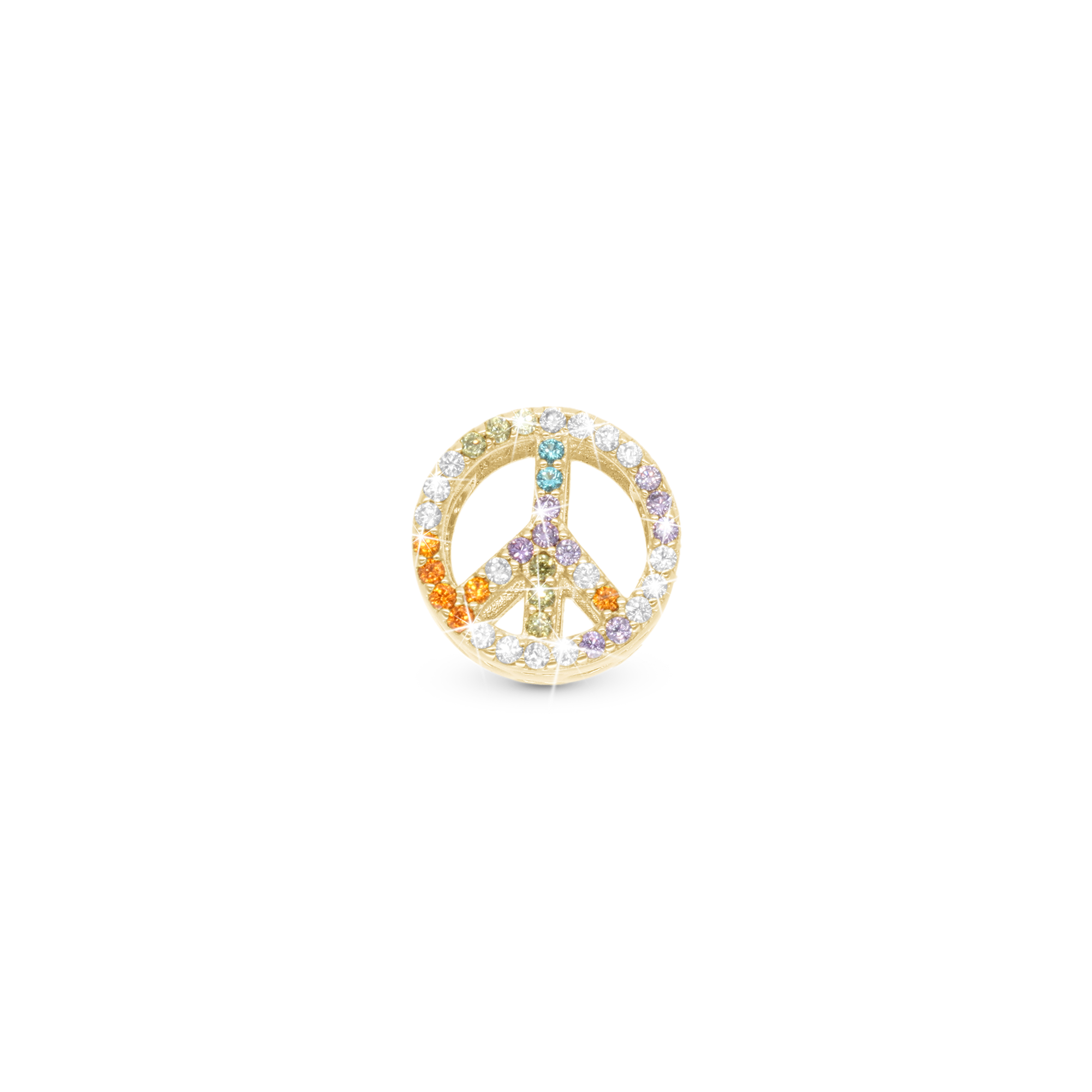 Shine in Peace - Charm 4 mm with Bracelet - Polished Gold-Plated Sterling Silver with 38 Cubic Zirconia