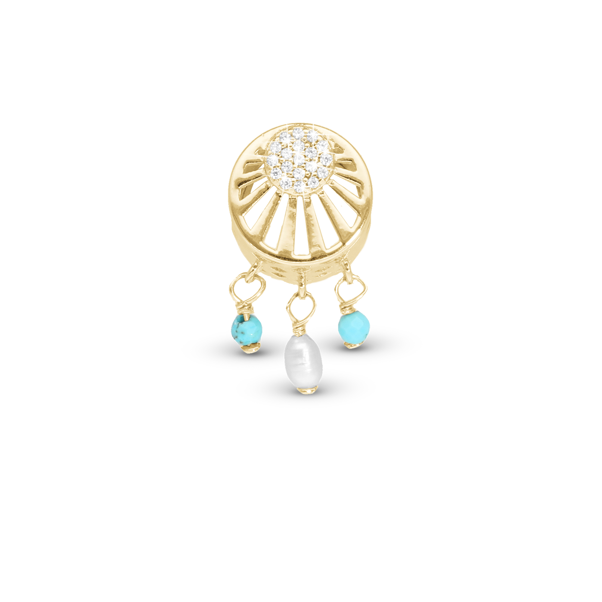 Ocean sunset - Charm 4 mm with Bracelet - Polished Gold-Plated Sterling Silver with 19 Cubic Zirconia