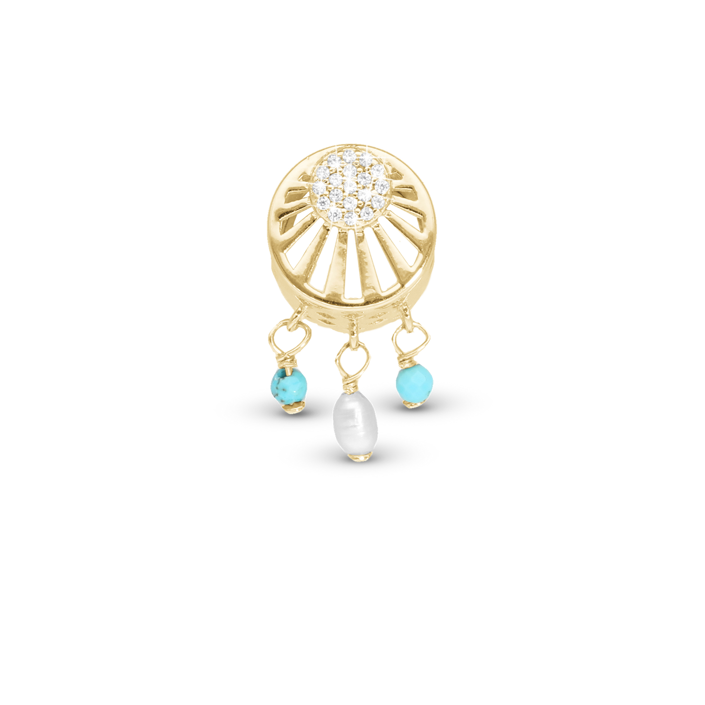 Ocean sunset - Charm 4 mm with Bracelet - Polished Gold-Plated Sterling Silver with 19 Cubic Zirconia