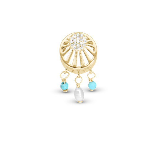 Ocean sunset - Charm 4 mm with Bracelet - Polished Gold-Plated Sterling Silver with 19 Cubic Zirconia