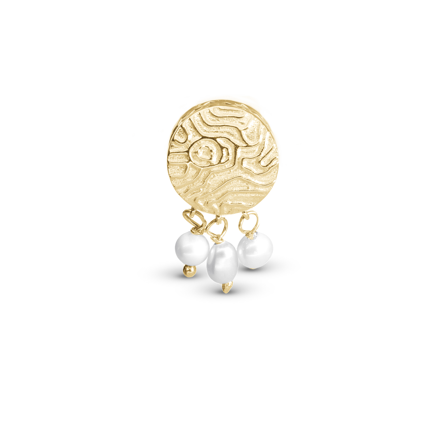 Dazzling imprint - Charm 4 mm with Bracelet - Polished Gold-Plated Sterling Silver with 3 Freshwater Pearlr