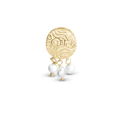 Dazzling imprint - Charm 4 mm with Bracelet - Polished Gold-Plated Sterling Silver with 3 Freshwater Pearlr