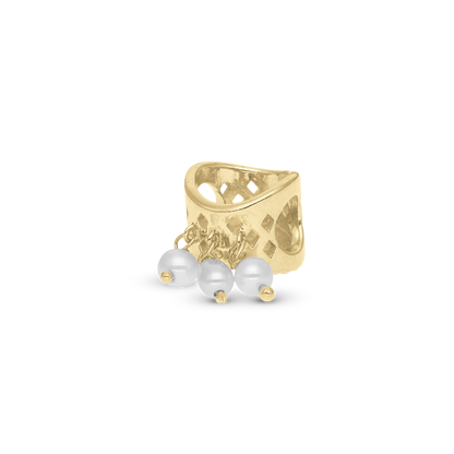 Dazzling imprint - Charm 4 mm with Bracelet - Polished Gold-Plated Sterling Silver with 3 Freshwater Pearlr