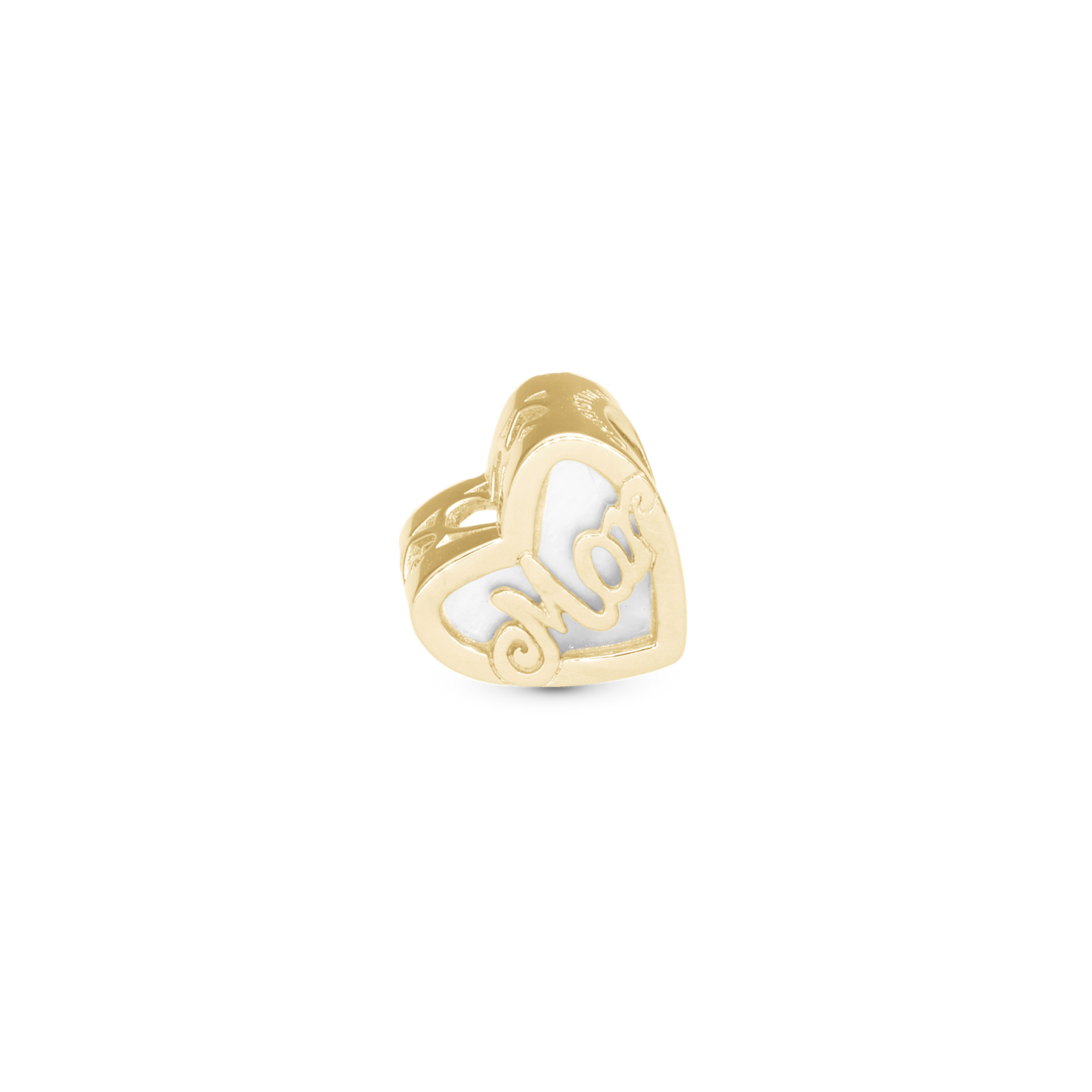 The World best Mom - Charm 4 mm with Bracelet - Polished Gold-Plated Sterling Silver with Pearlmor