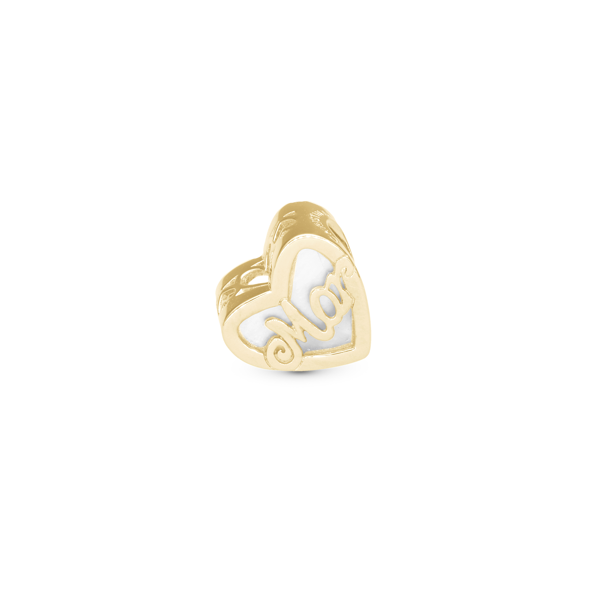 The World best Mom - Charm 4 mm with Bracelet - Polished Gold-Plated Sterling Silver with Pearlmor